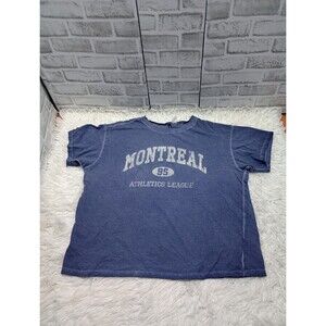 H&M Divided Shirt Womens Large Gray Graphic Print Cropped Top Short Sleeve